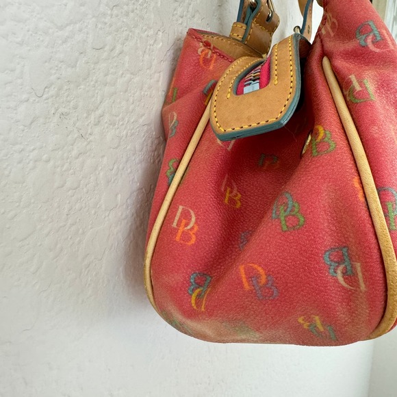 Dooney & Bourke Y2K Small Buckle Satchel Monogram Leather Bag Satchel Rainbow - Picture 5 of 14